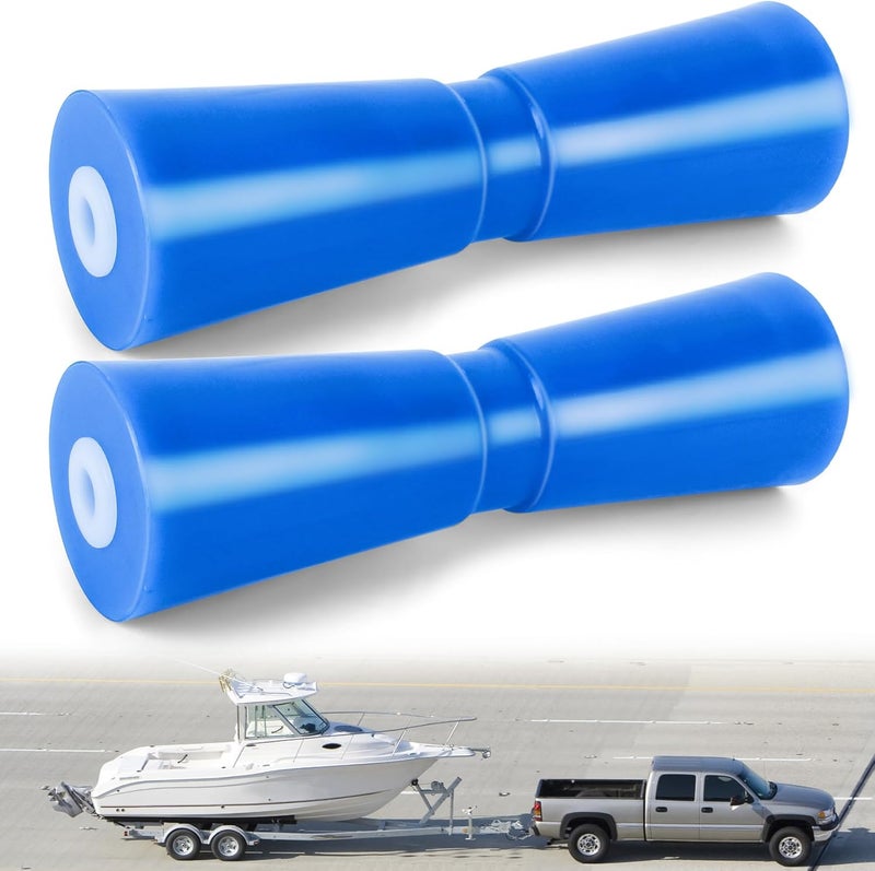 BALAVA Boat Trailer Roller 8/10/12in,Keel Rollers for Boat Trailer,Heavy Duty PU Bow Roller Boat Trailer Accessories Replacement Boat Trailer Parts Fits 5/8" Shaft (Blue,1/2 Pack) - Image 1